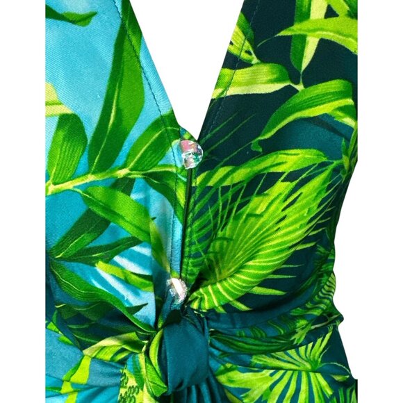 Versace FWRD Renew Knee-Length Dress in Green Palm 38 Womens Jersey Long Sleeve - Picture 9 of 14